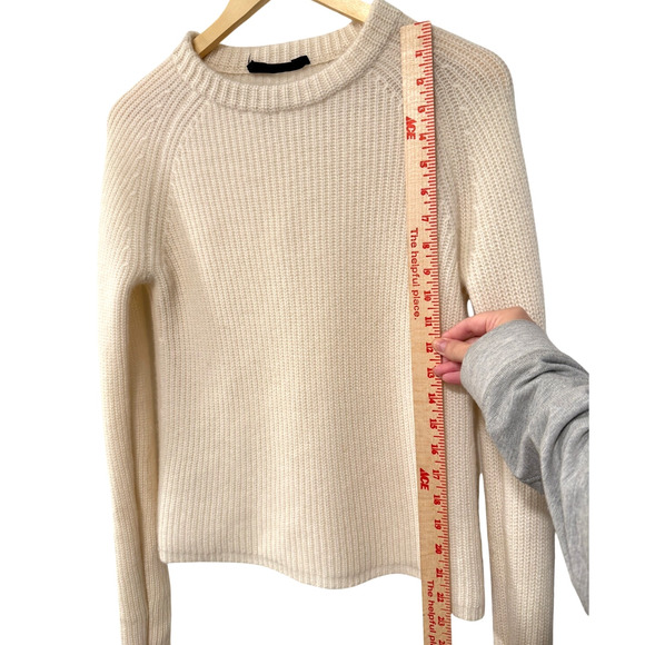 NEW Jenni Kayne S Iconic 100% CASHMERE Fisherman Sweater $425 Ivory Neutral FLAW - Picture 9 of 11